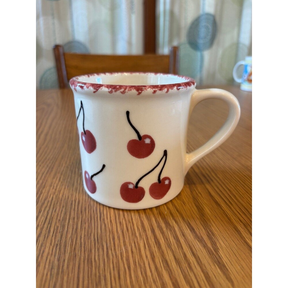 Hartstone Pottery STARBUCKS BARISTA Cherries Mug Cherry Stars and Stripes vtg
